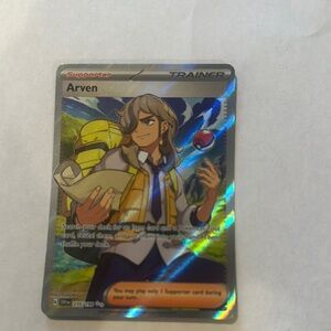 Pokemon Trading Card - Arven with Yellow and Blue Accents